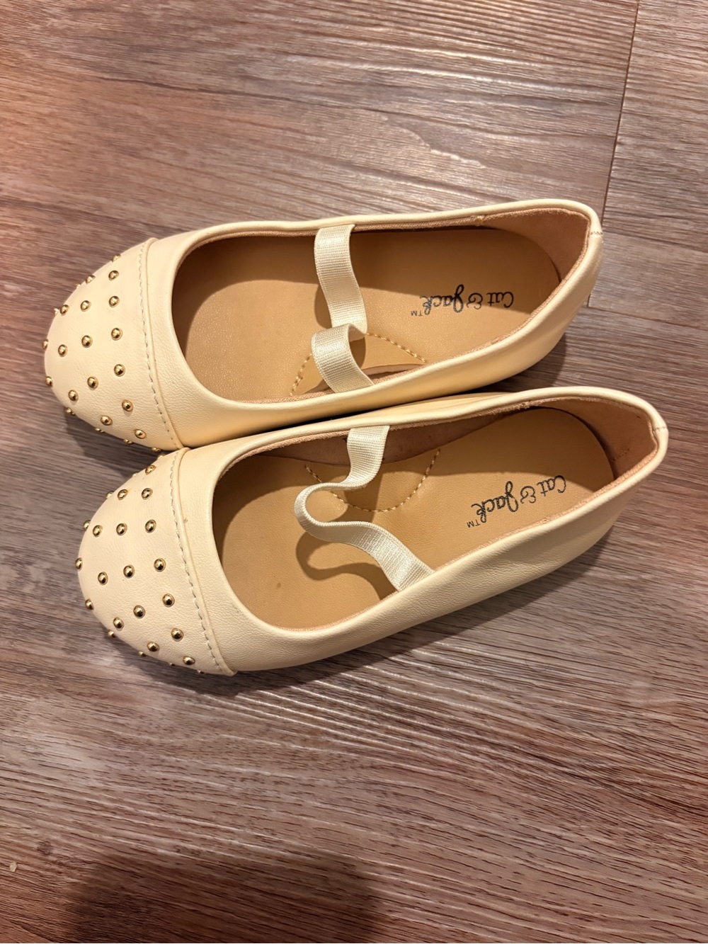 Cat & Jack Cream Girls' Studded Ballet Flats